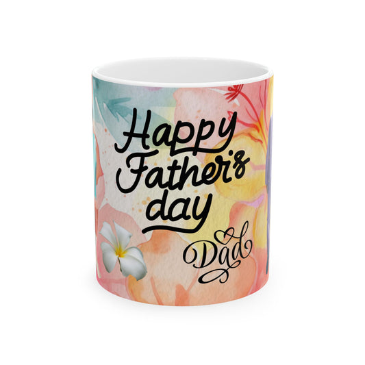 Happy Father's Day Floral Mug Ceramic Coffee Cup for Dad