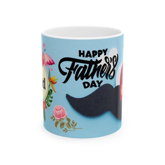 Happy Father's Day Ceramic Mug - Unique Floral Design for Dad
