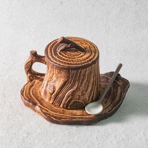 Artisan Handmade Stoneware Tree Trunk Coffee Mug