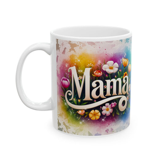 Floral 'Mama' Ceramic Mug - Colorful Garden Design for Moms