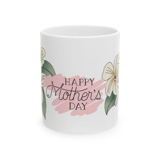 Happy Mother's Day Floral Ceramic Mug - Perfect Gift for Mom