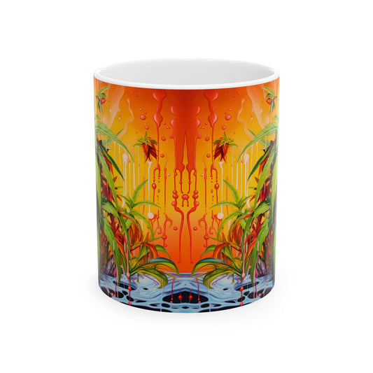 Tropical Paradise Ceramic Mug | Colorful Beach Design for Coffee Lovers