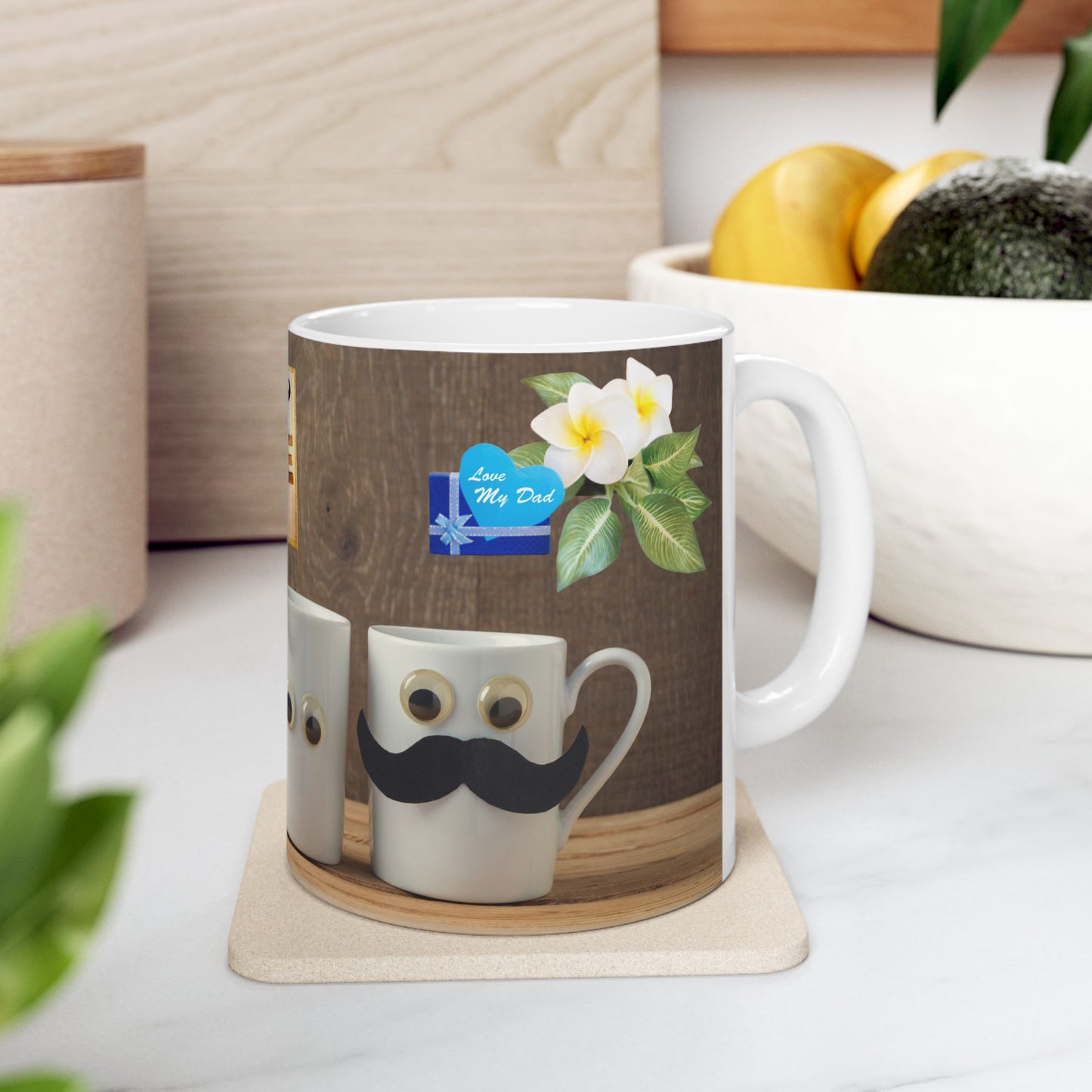 Whimsical Family Love Ceramic Mug - Perfect Gift for Dad.