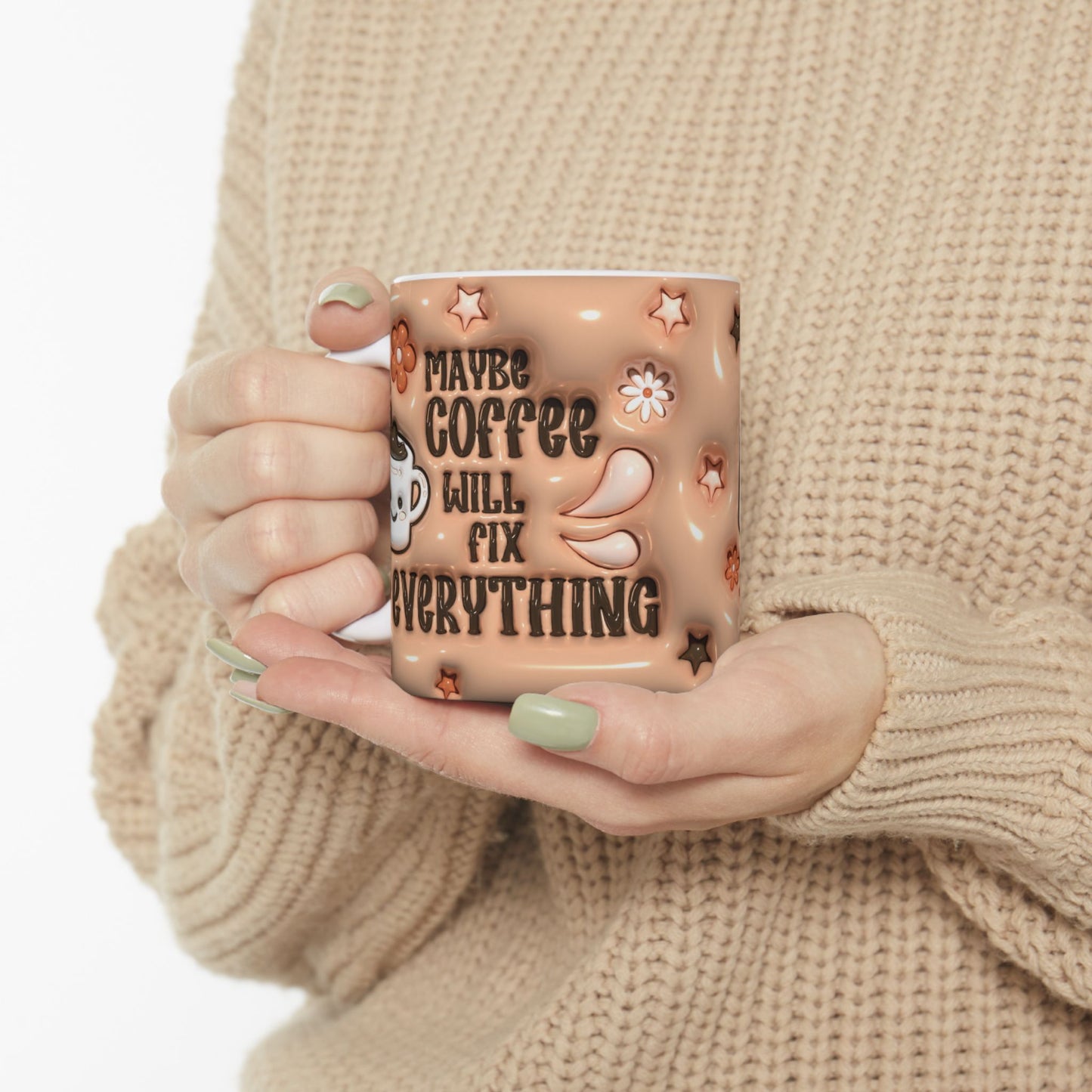 Cute Coffee Mug - "Coffee Makes Everything Better" - Fun Ceramic Cup for Cozy Snuggles