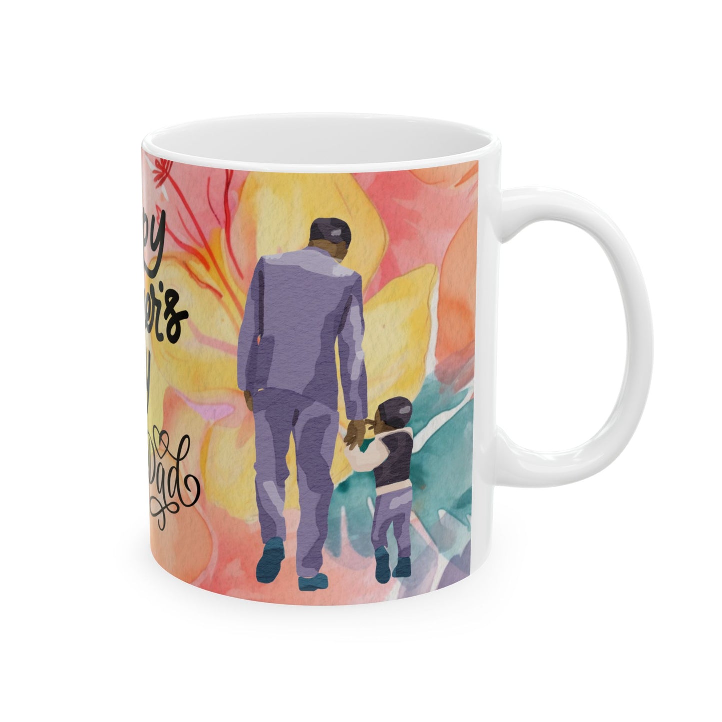 Happy Father's Day Floral Mug Ceramic Coffee Cup for Dad