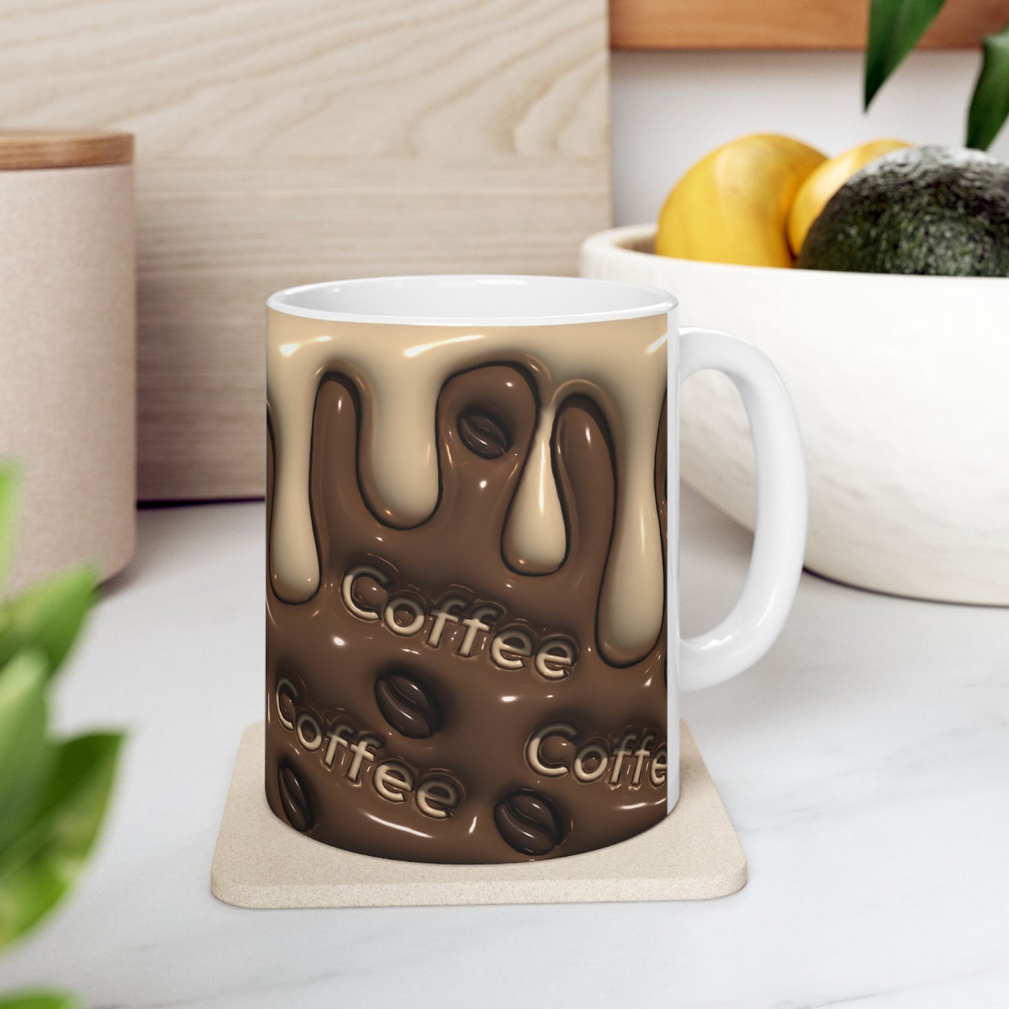 Coffee Drizzle Ceramic Mug - Fun Hot Beverage Cup for Coffee Lovers