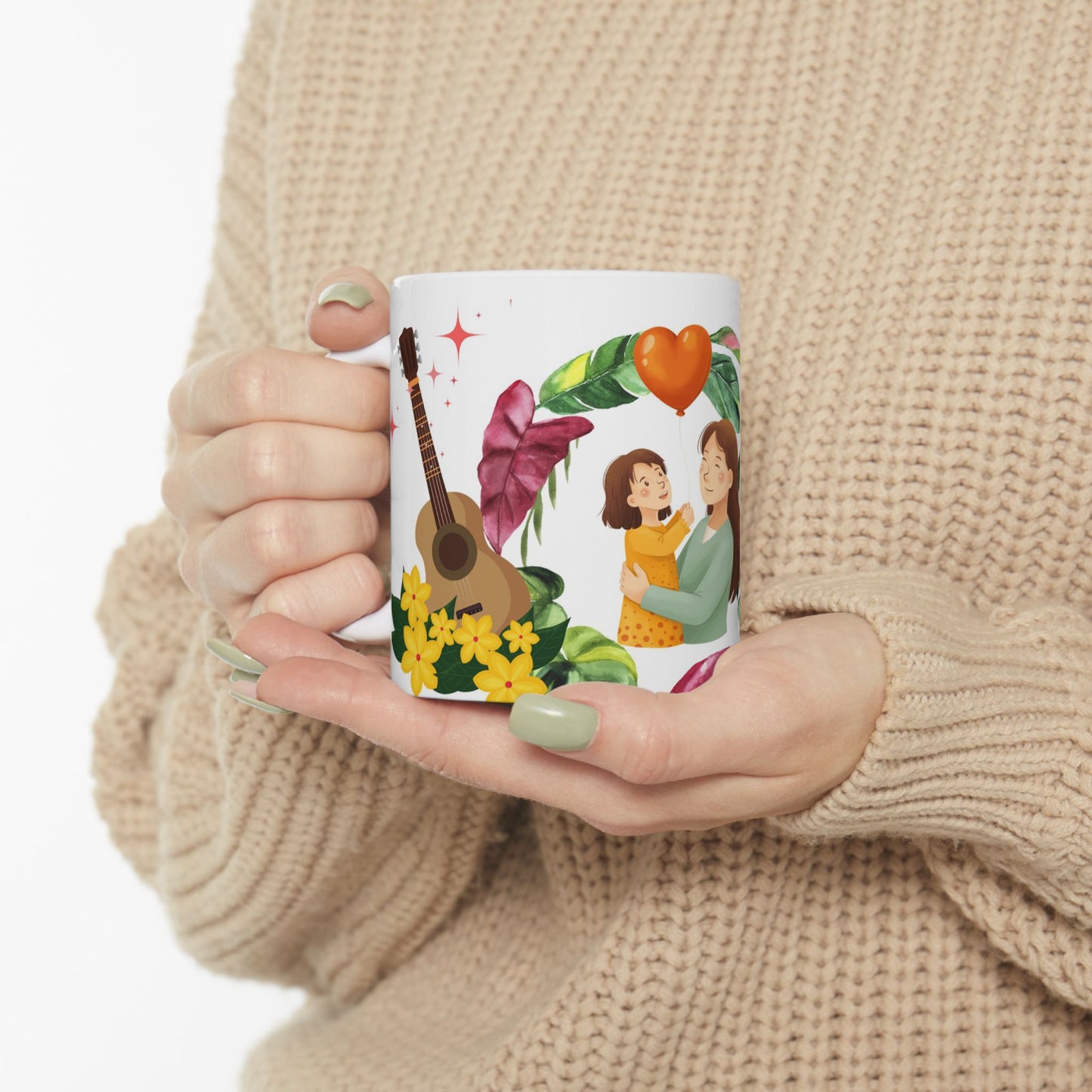 Happy Mother's Day Ceramic Mug - Floral Design, Perfect Gift for Mom