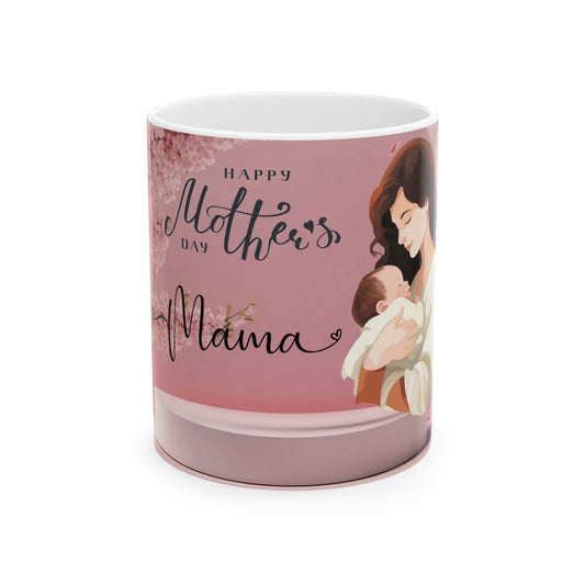 Mother's Day Ceramic Mug - Pink Floral Design for Mama