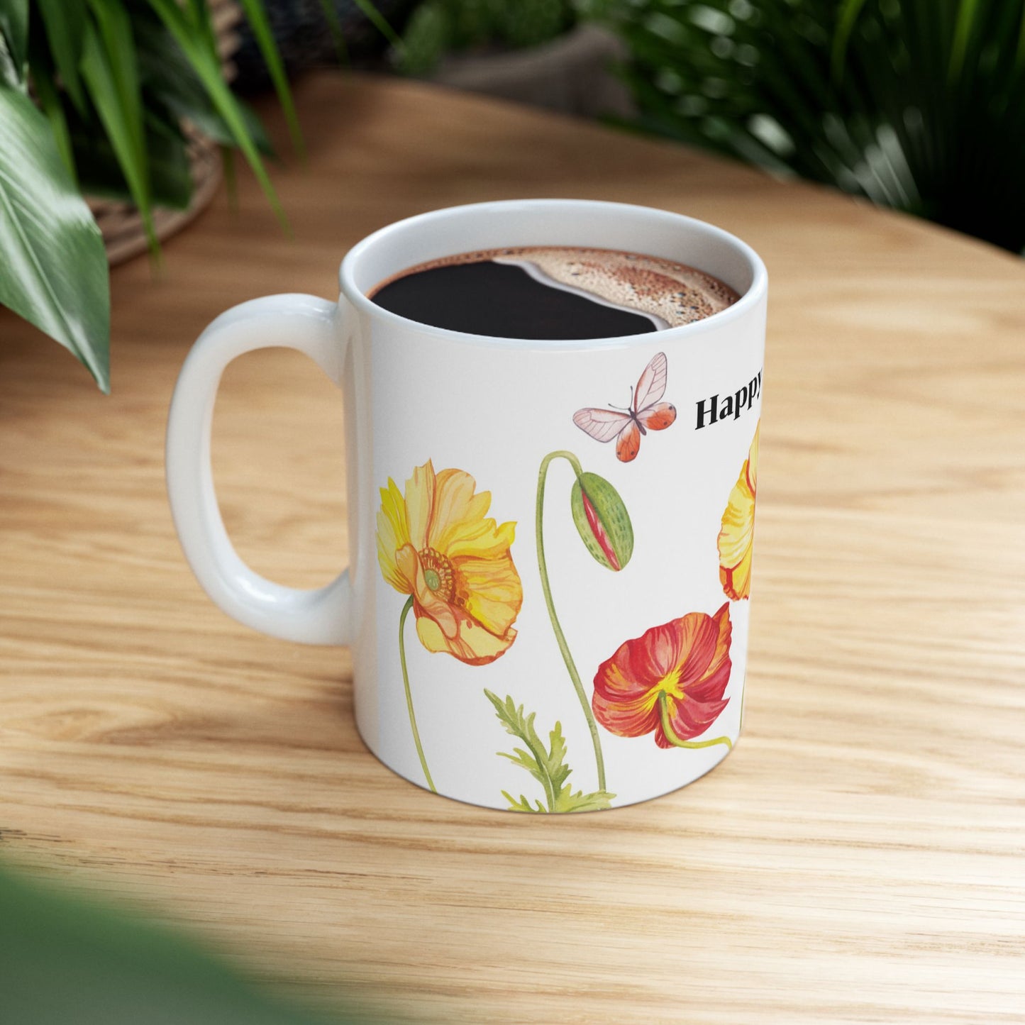 Happy Monday Floral Ceramic Mug - 11oz