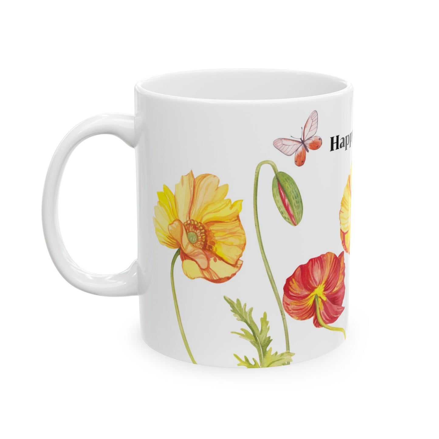 Happy Monday Floral Ceramic Mug - 11oz