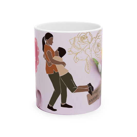 Happy Mother's Day Ceramic Mug - Floral Design, Perfect Gift for Moms