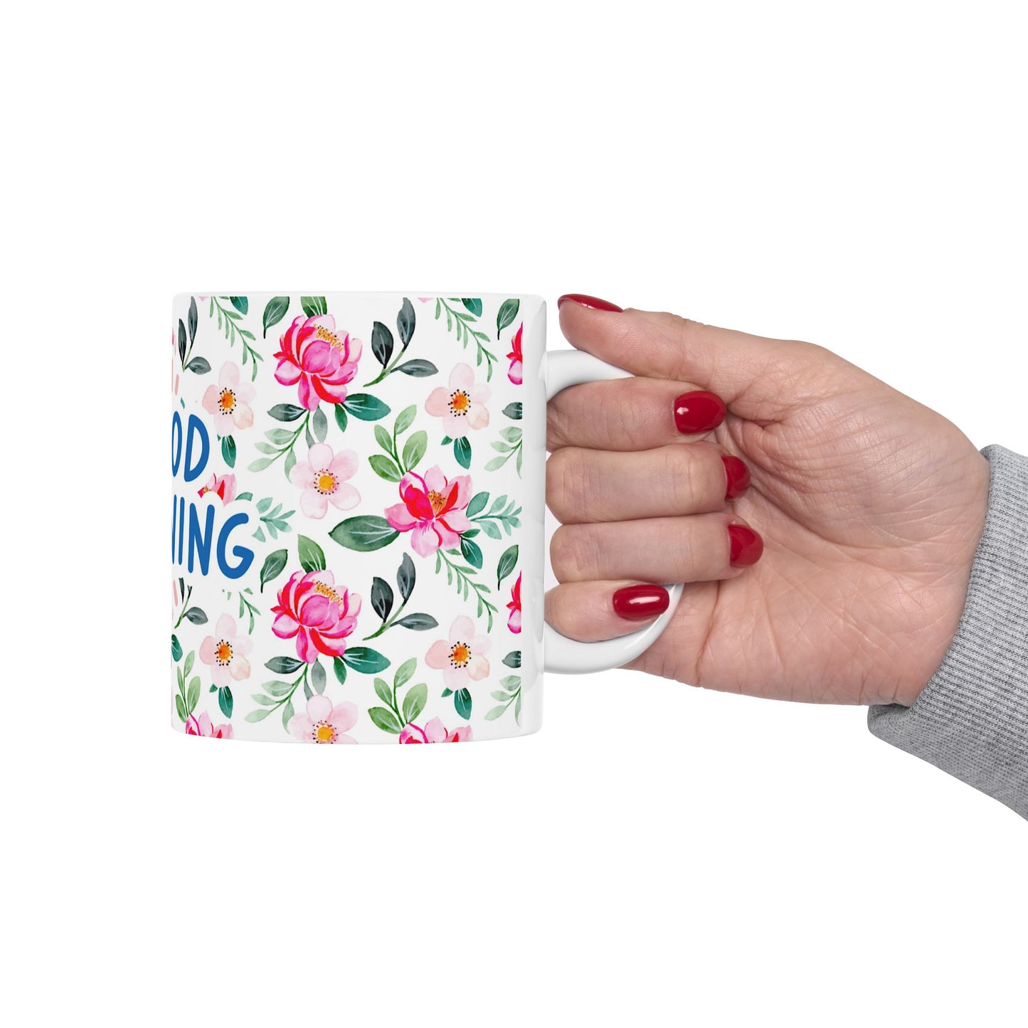 Good Morning Floral Ceramic Mug - 11oz Coffee Cup for Bright Mornings