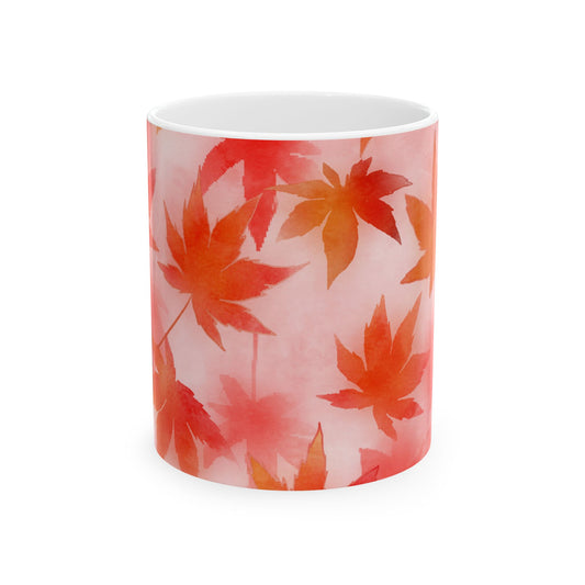 Autumn Leaves Ceramic Mug - Cozy Fall Vibe Coffee Cup 11oz