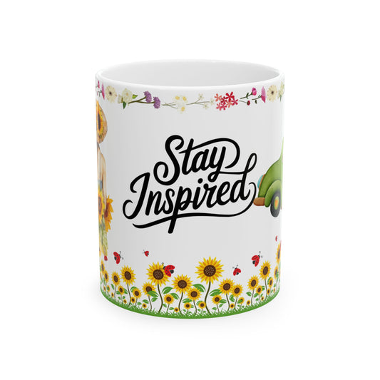 Stay Inspired Floral Ceramic Mug - 11oz Perfect Gift for Garden Lovers