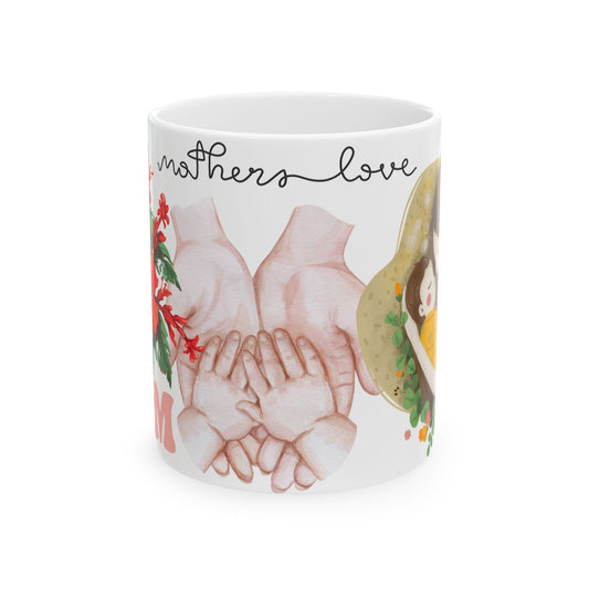Mother's Love Floral Ceramic Mug - Perfect Gift for Mom