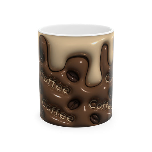 Coffee Drizzle Ceramic Mug - Fun Hot Beverage Cup for Coffee Lovers