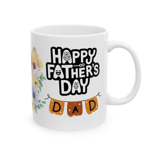 Happy Father's Day Ceramic Mug - Floral Dad Gift