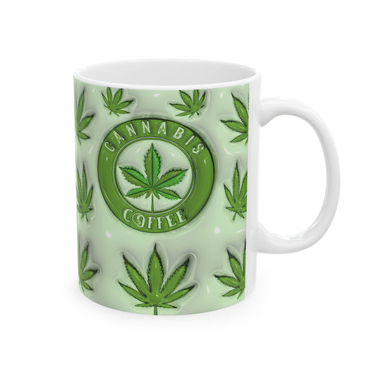 Cannabis Leaf Ceramic Mug - Perfect for Coffee Lovers, Stoner Gifts, Unique Kitchen Decor, and Greenery Enthusiasts