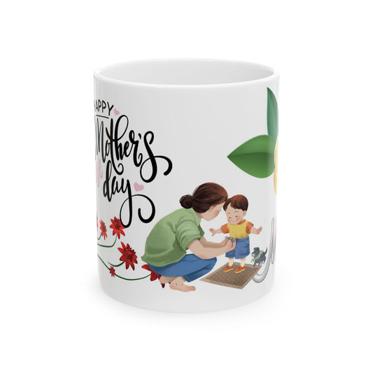 Happy Mother's Day Floral Ceramic Mug - Perfect Gift for Moms