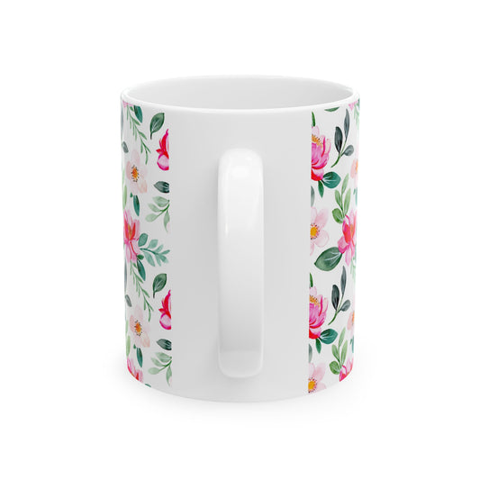 Good Morning Floral Ceramic Mug - 11oz Coffee Cup for Bright Mornings