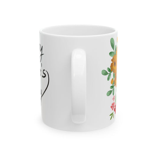 Mother's Day Ceramic Mug - Floral Design - Gift for Mom