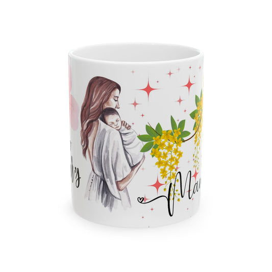 Floral Motherhood Ceramic Mug - Perfect Gift for Moms