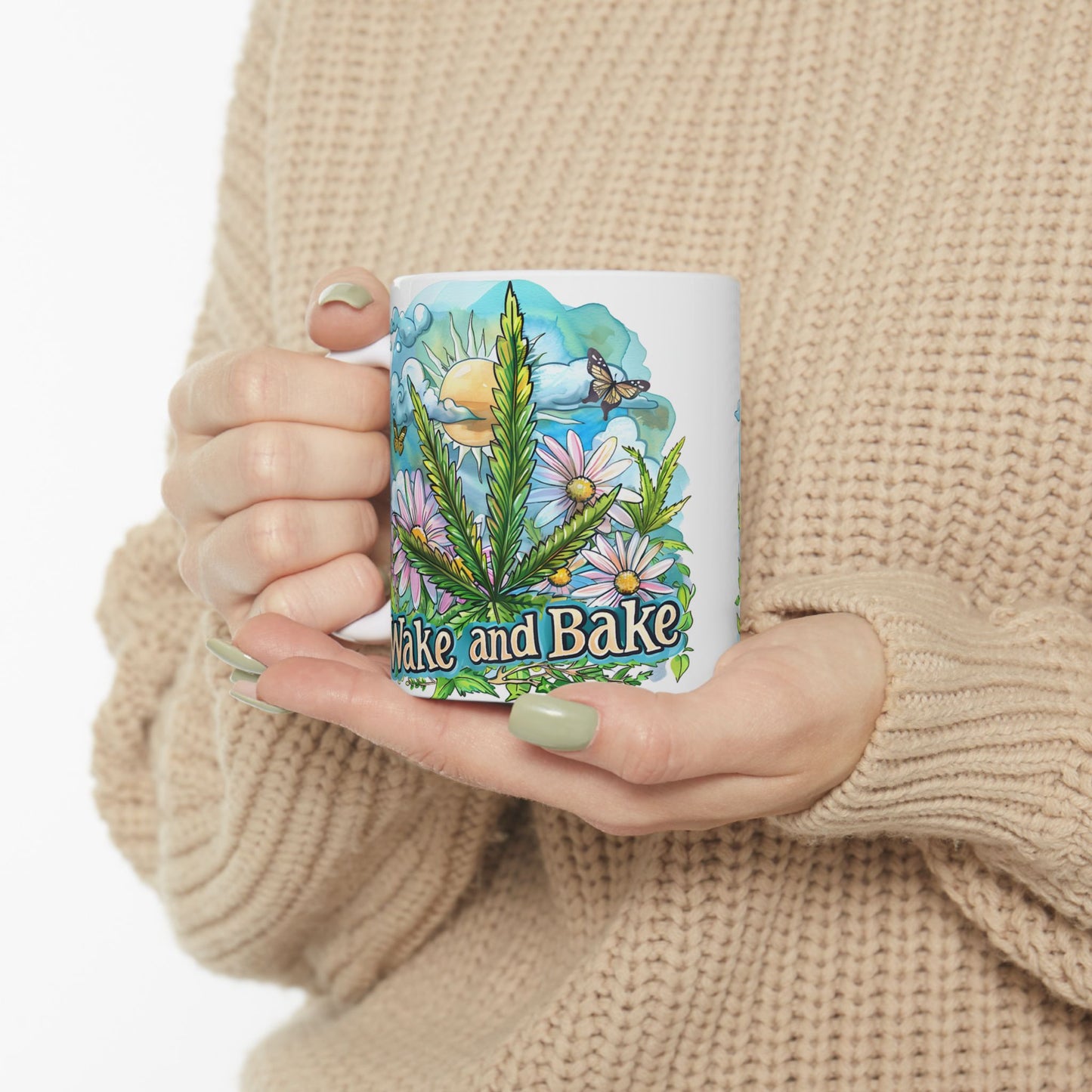 Wake & Bake Ceramic Mug | Nature-Inspired Coffee Cup for Relaxed Mornings
