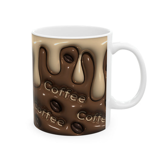 Coffee Drizzle Ceramic Mug - Fun Hot Beverage Cup for Coffee Lovers