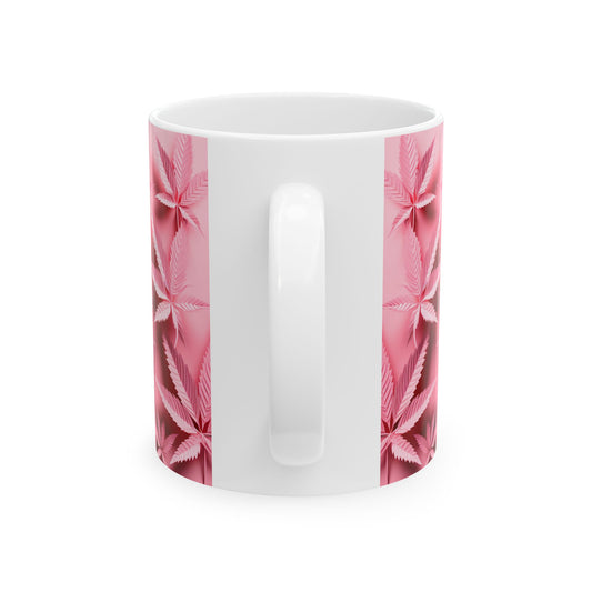Pink Leaf Ceramic Mug Perfect for Coffee Lovers & 420 Enthusiasts