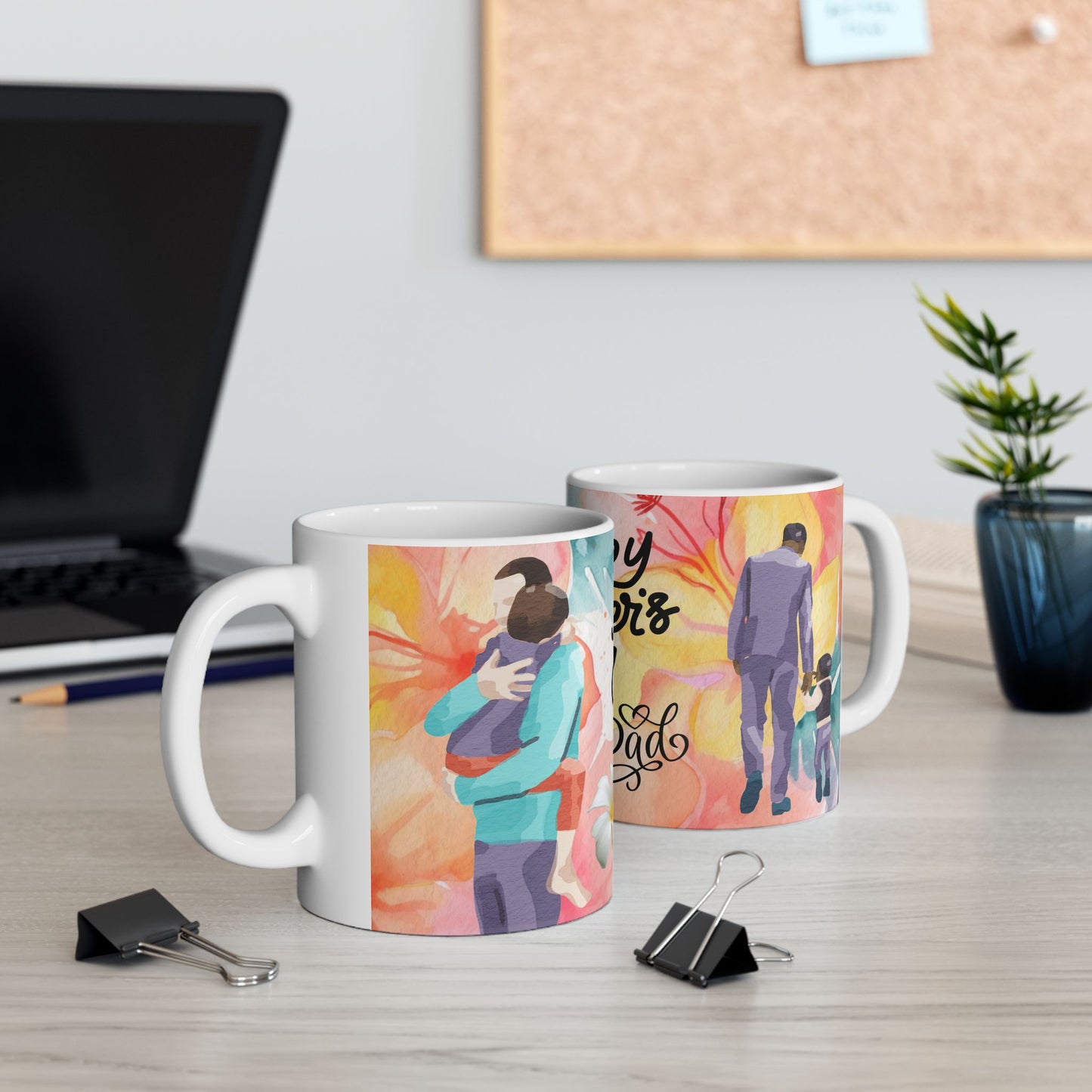 Happy Father's Day Floral Mug Ceramic Coffee Cup for Dad