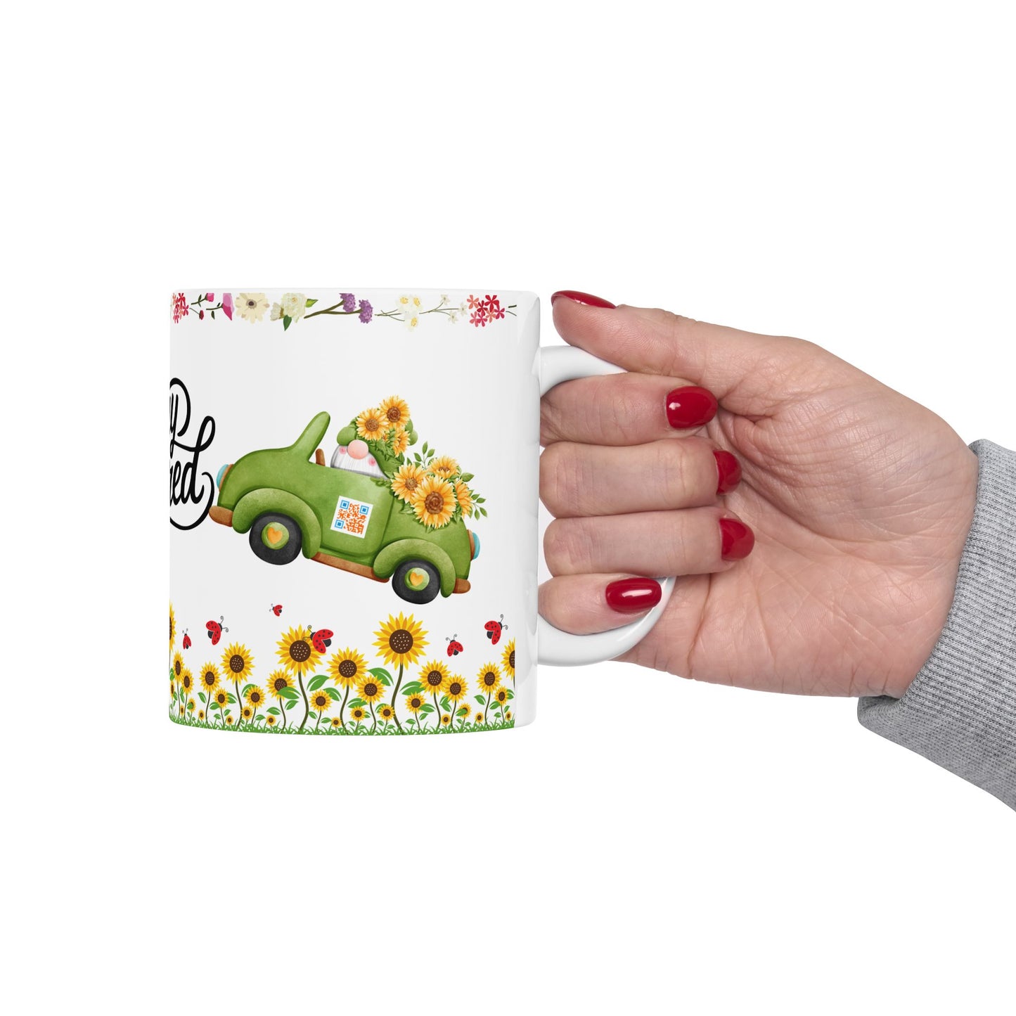Stay Inspired Floral Ceramic Mug - 11oz Perfect Gift for Garden Lovers