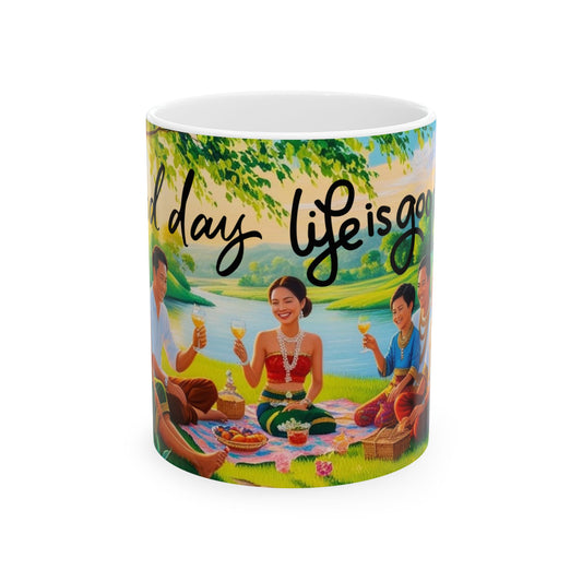 Ceramic Mug - "Good Day Life is Good" Inspirational Coffee Cup for Relaxing Moments, Perfect Gift for Friends, Home & Office