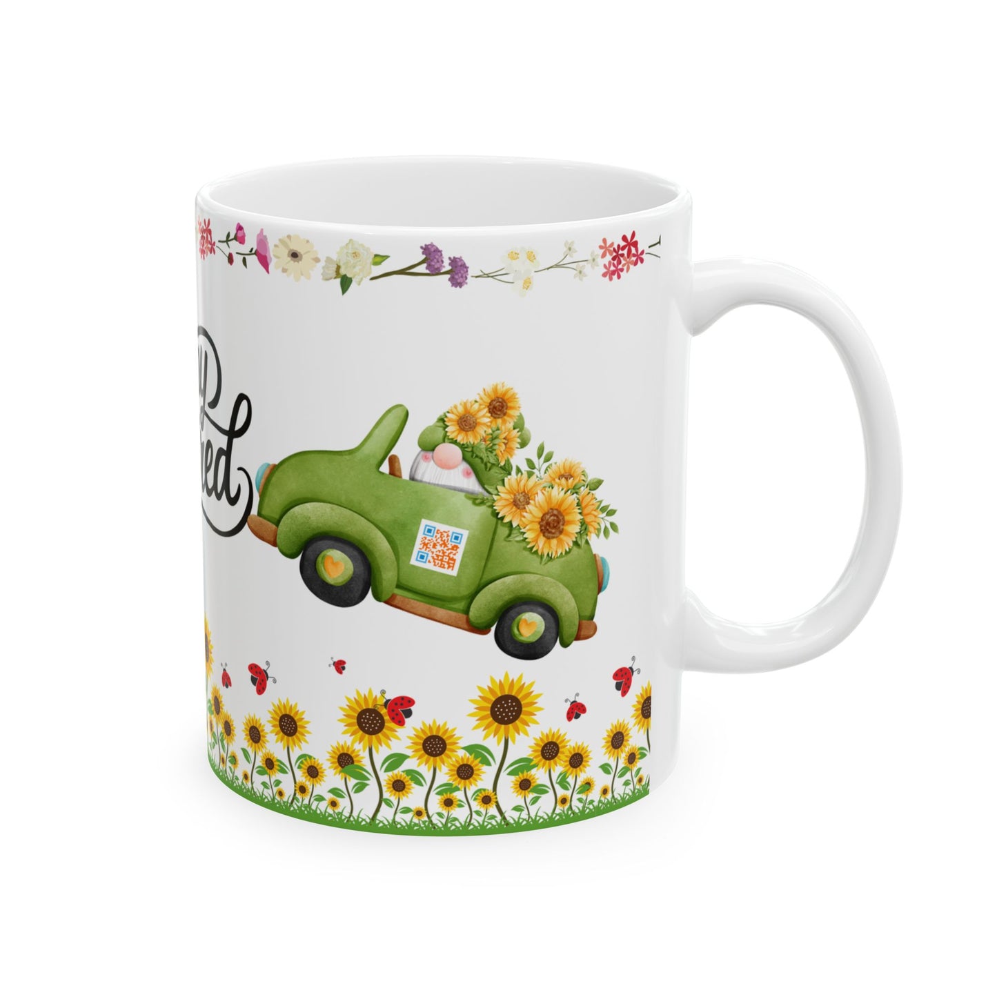 Stay Inspired Floral Ceramic Mug - 11oz Perfect Gift for Garden Lovers