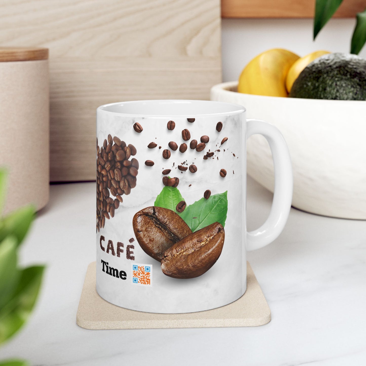 Coffee Lover's Ceramic Mug - Heart Coffee Design - Perfect for Café Time