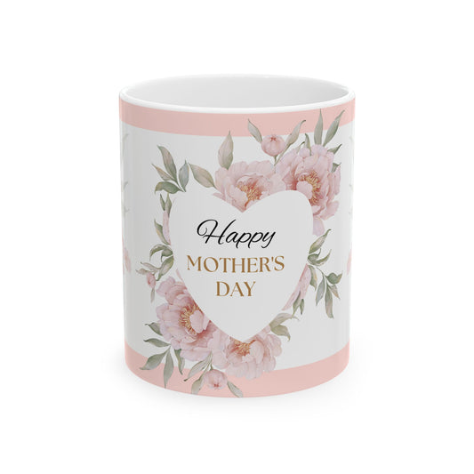 Floral Happy Mother's Day Mug - Elegant Ceramic Coffee Cup