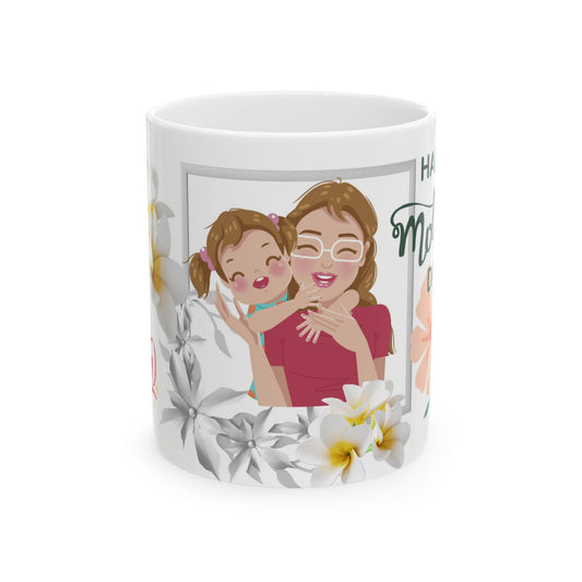 Personalized Mother's Day Ceramic Mug – Floral Design, 11oz