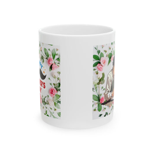 Floral Father's Day Ceramic Mug - Perfect Gift for Dad