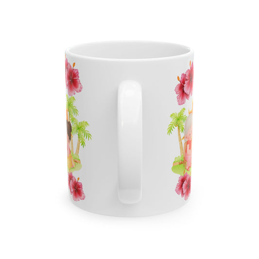Happy Tuesday Ceramic Mug - Cute Tropical Design for Coffee Lovers