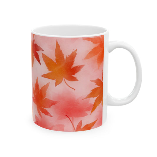 Autumn Leaves Ceramic Mug - Cozy Fall Vibe Coffee Cup 11oz