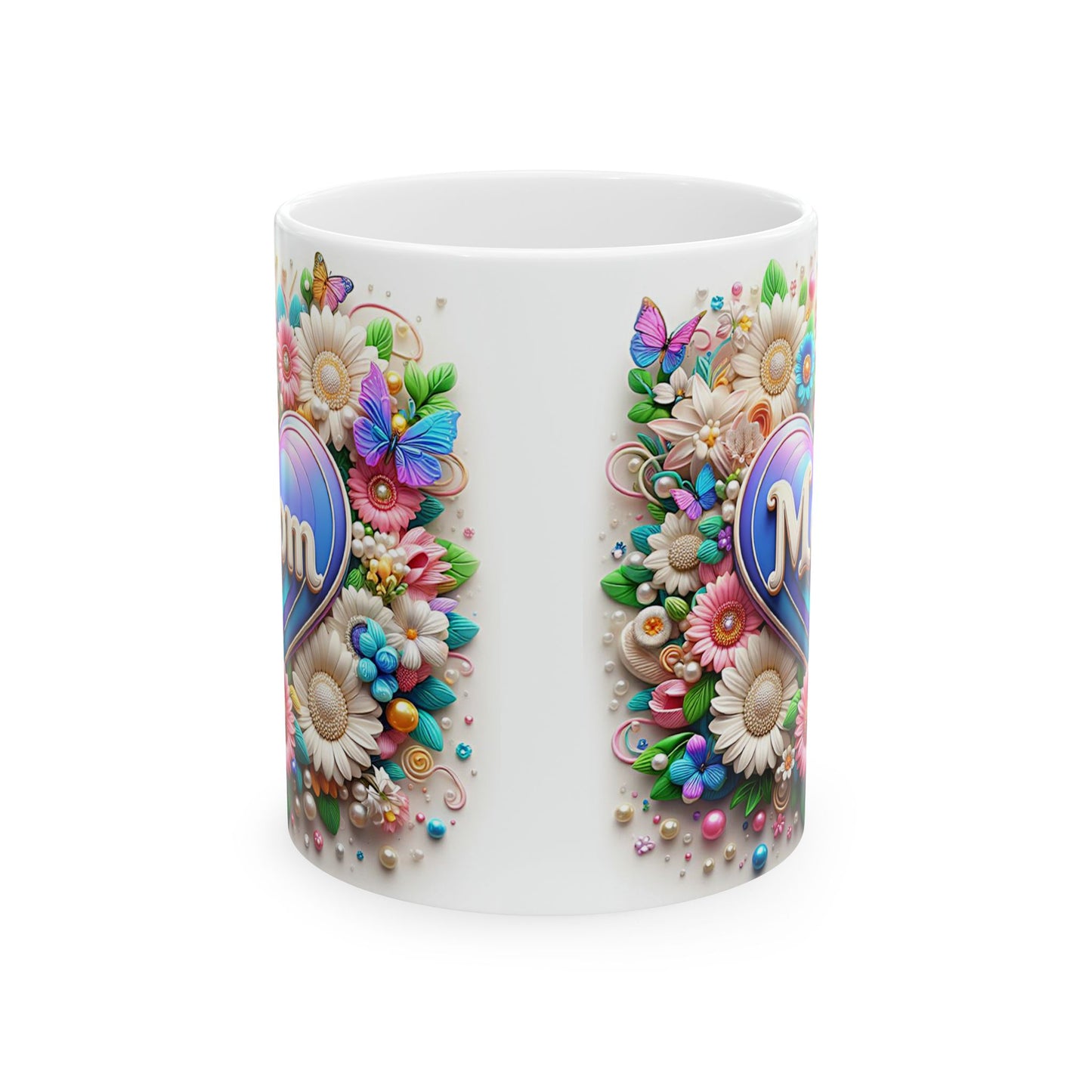 Floral Butterflies Mug - Colorful Ceramic Coffee Cup for Mother's Day and Spring Celebrations