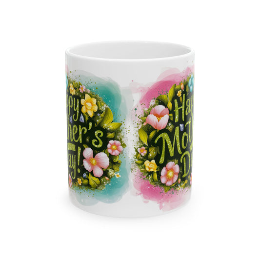 Happy Mother's Day Floral Ceramic Mug - 11oz Perfect Gift for Moms