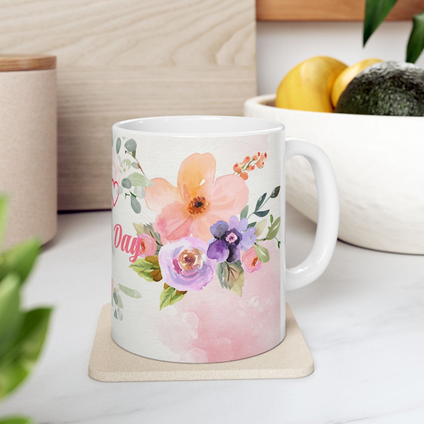 Happy Mother's Day Floral Ceramic Mug - Perfect Gift for Moms