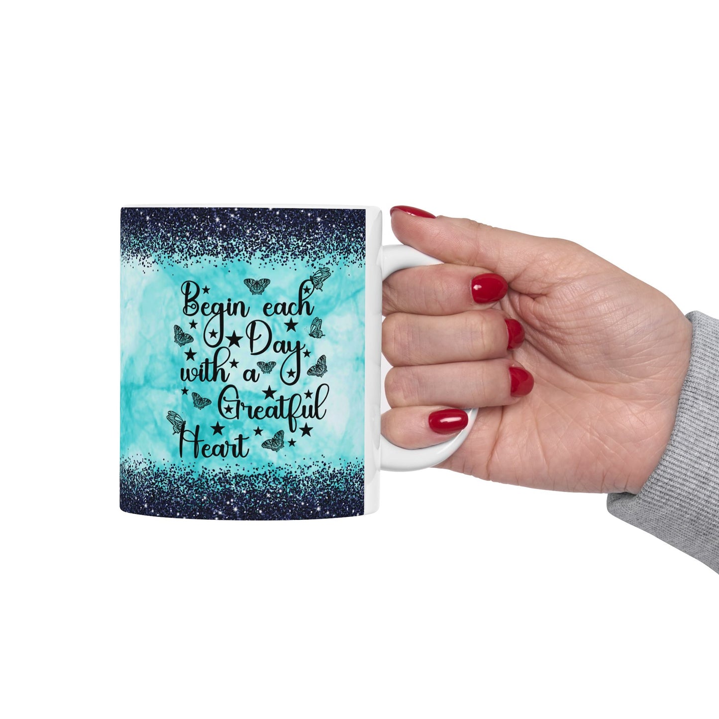 Inspirational Ceramic Mug - "Be Yourself, You're Beautiful" - 11oz