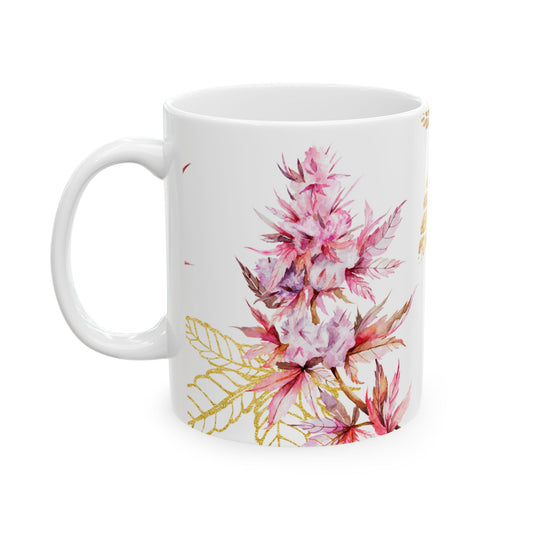 Elegant Floral Ceramic Mug - 11oz