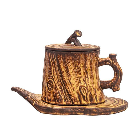 Artisan Handmade Stoneware Tree Trunk Coffee Mug