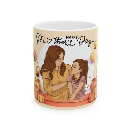 Happy Mother's Day Ceramic Mug – Floral Design, Perfect Gift for Moms