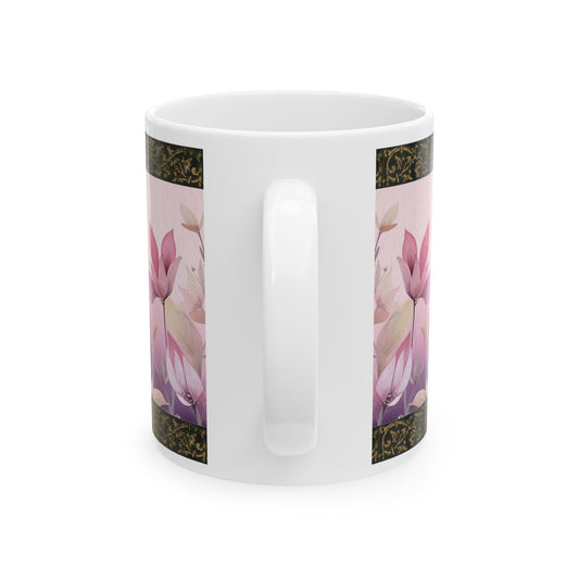 Happy Father's Day Ceramic Mug - Gift for Dad with Floral Design