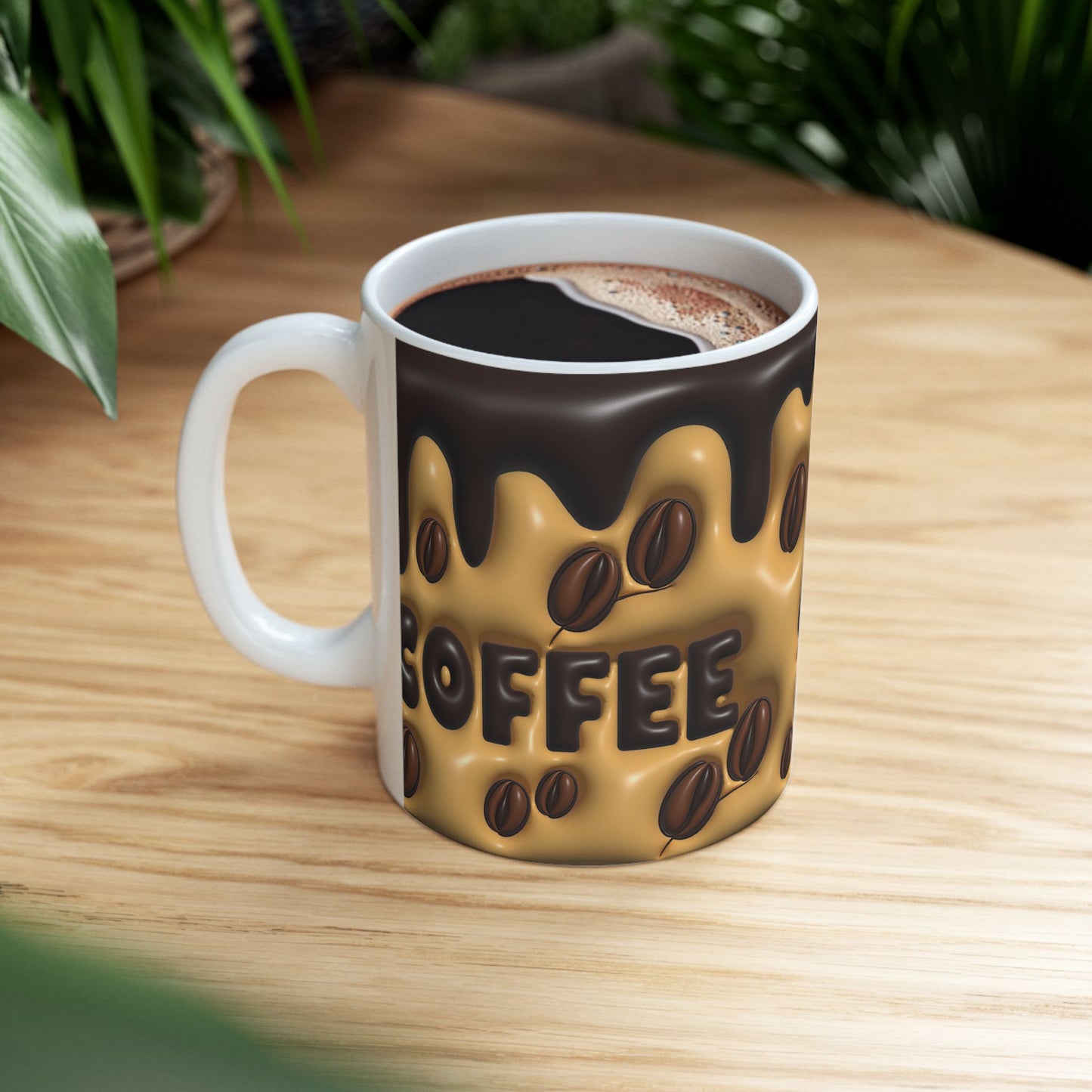 Coffee Lover Ceramic Mug - Dripping Chocolate Design 11oz