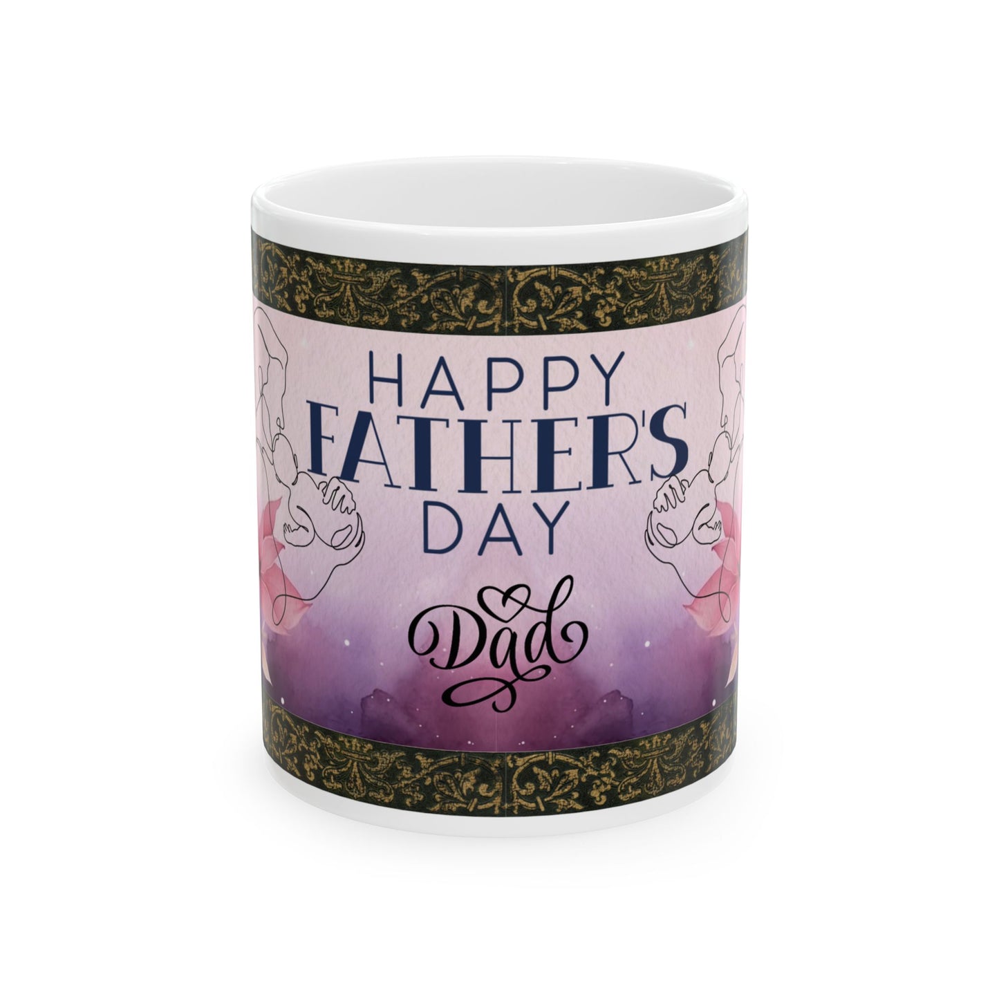 Happy Father's Day Ceramic Mug - Gift for Dad with Floral Design
