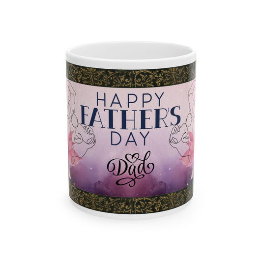 Happy Father's Day Ceramic Mug - Gift for Dad with Floral Design